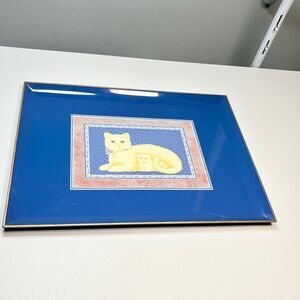 Metal  Decorative Tray with White Cat